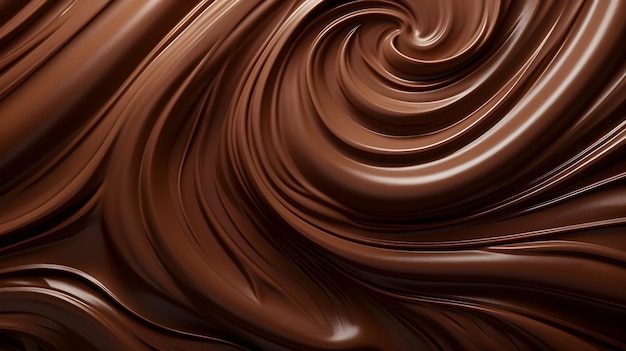 Mesmerizing Swirls of Molten Chocolate Capturing Light and Shadow for a ThreeDimensional Luxurious