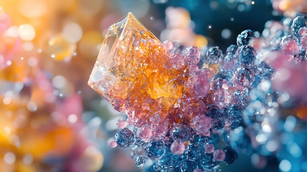 Photo mesmerizing zirconium oxide crystals on stainless steel electrolyte layer at 800c