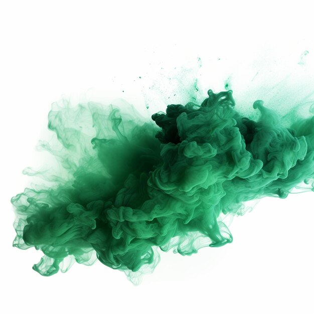 Messy green color powder on white surface background