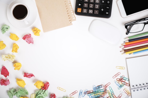 Messy office desk