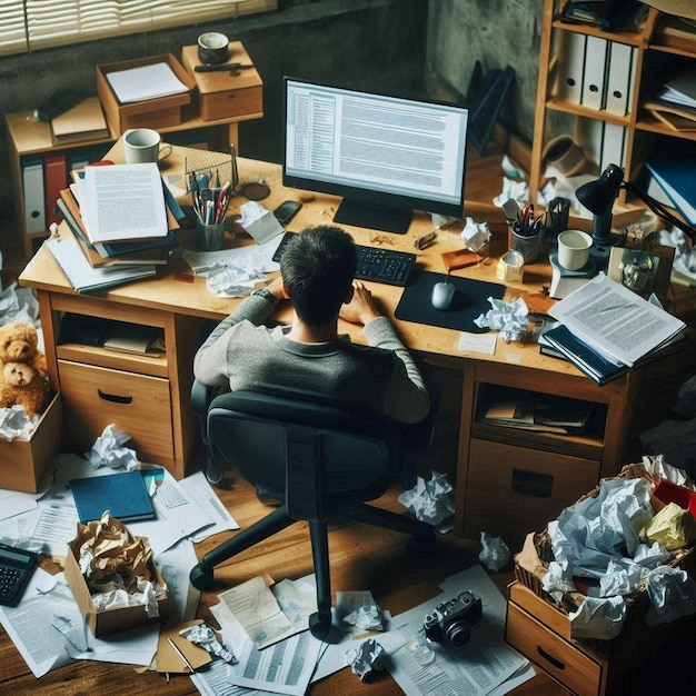 Photo a messy office