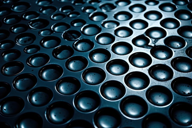 Metal background sheet with rows of round holes all over it