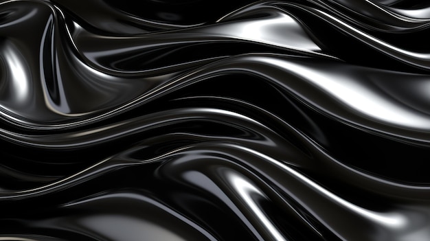 Metal background with black stainless steel texture wavy shapes Black silver texture