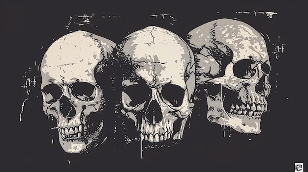 Metal band screen print design dark skull motifs rugged texture intense and edgy style