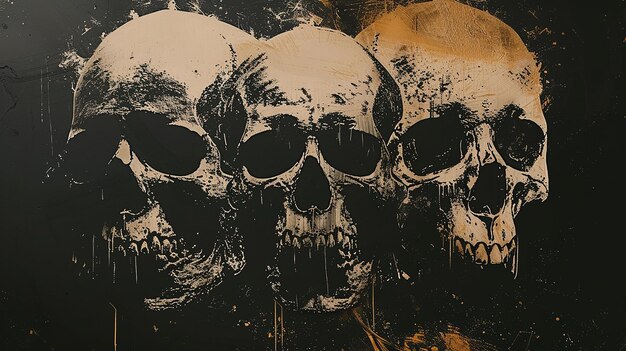 Metal band screen print design dark skull motifs rugged texture intense and edgy style