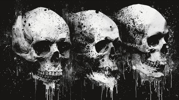 Metal band screen print design dark skull motifs rugged texture intense and edgy style