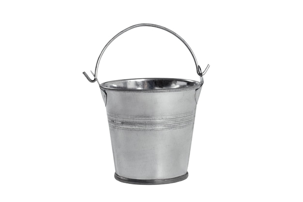 Photo metal bucket isolated on a white background