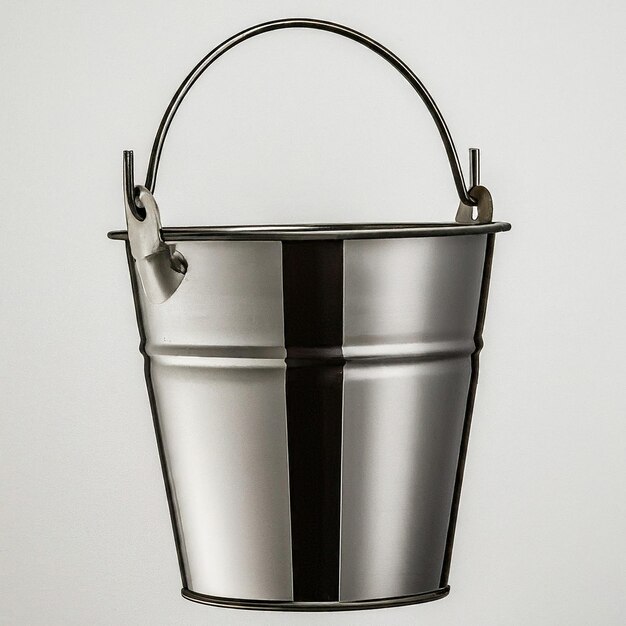 a metal bucket with a black band that says quot the word quot on it