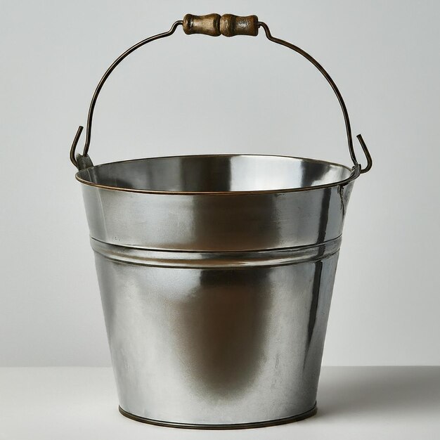 Photo a metal bucket with a handle that says quot bucket quot on it