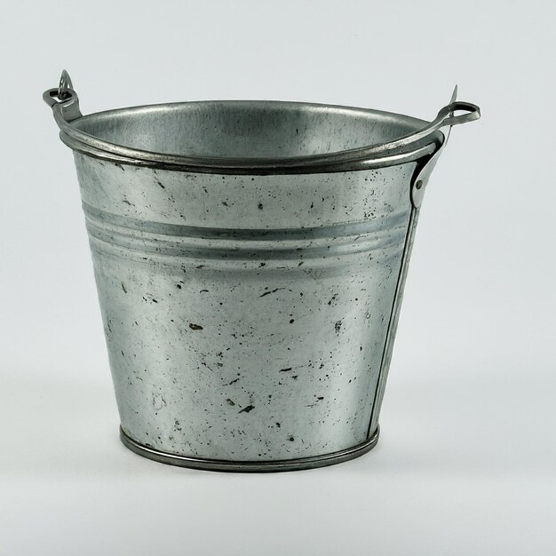 a metal bucket with a handle that says quot no quot on it