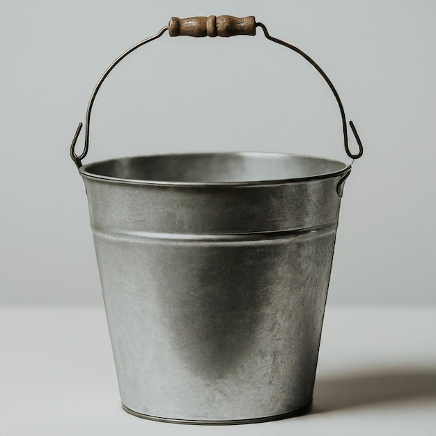 a metal bucket with a handle that says quot no water quot on it