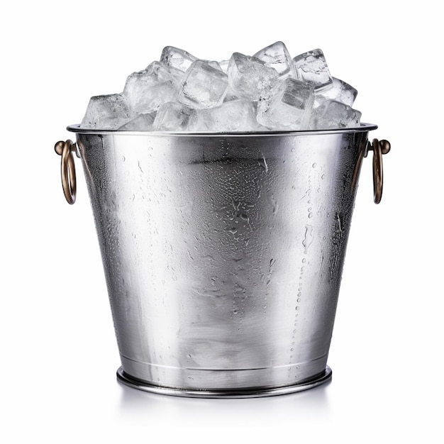 Metal buckets with an ice for cooling drinks Service area the waiter in restaurant s Generative AI