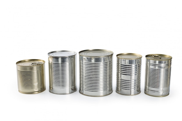 Photo metal cans on a white .