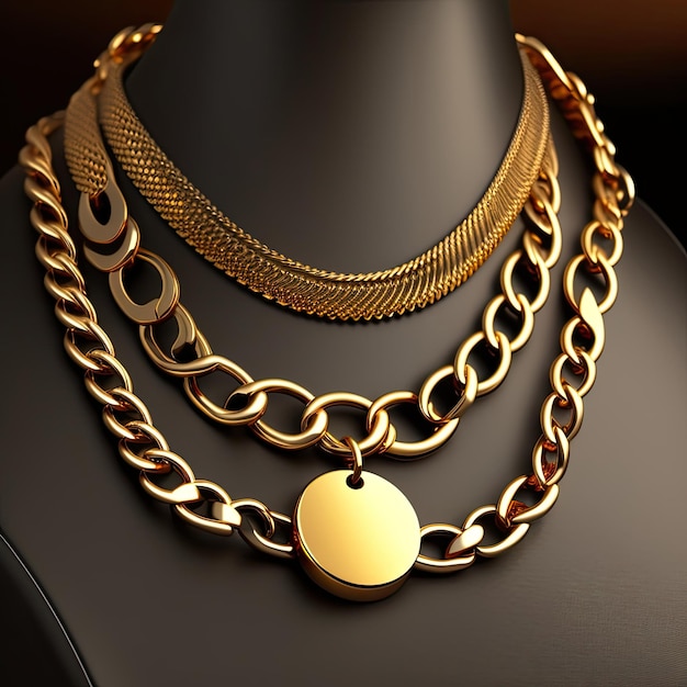 Metal chain with golden element