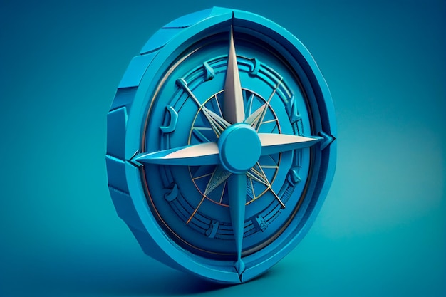 Metal compass on a blue background Generative AI