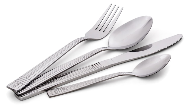 Metal cutlery isolated on white background