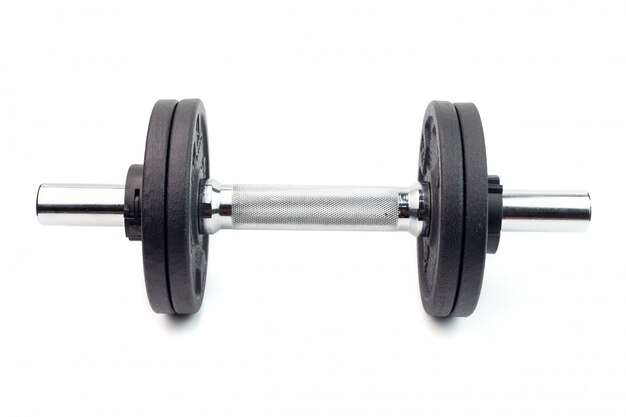 Metal dumbbell isolated on white background