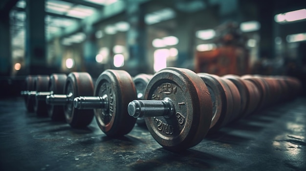 Metal dumbbells generated ai image