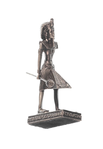 metal figurine of Egyptian Pharaoh isolated on white background