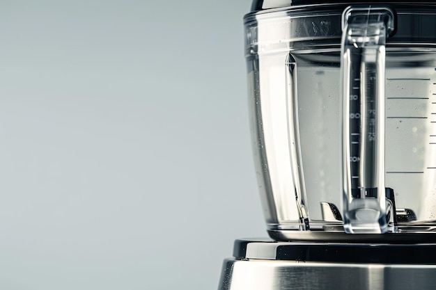 Photo metal food blender closeup on white background with empty space