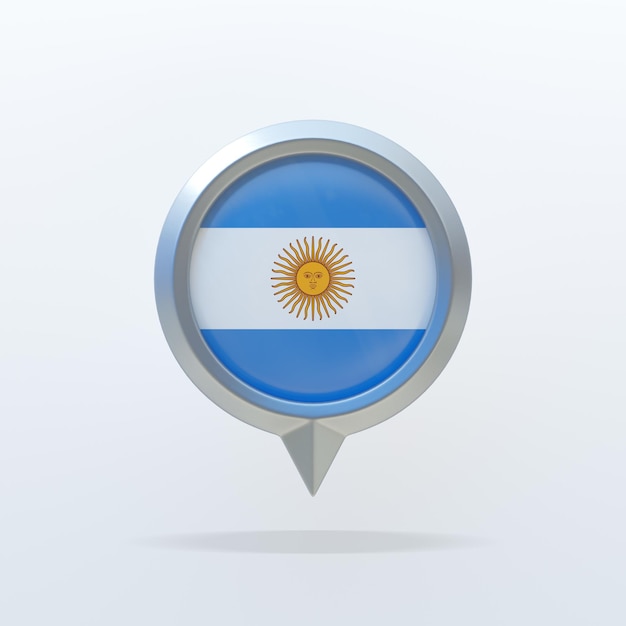 Metal icon of the national flag of Argentina with a location indicator