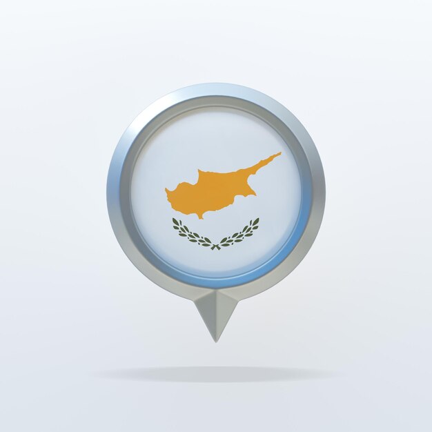 Metal icon of the national flag of Cyprus with a location indicator