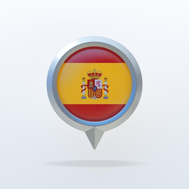 Metal icon of the national flag of Spain with a location indicator