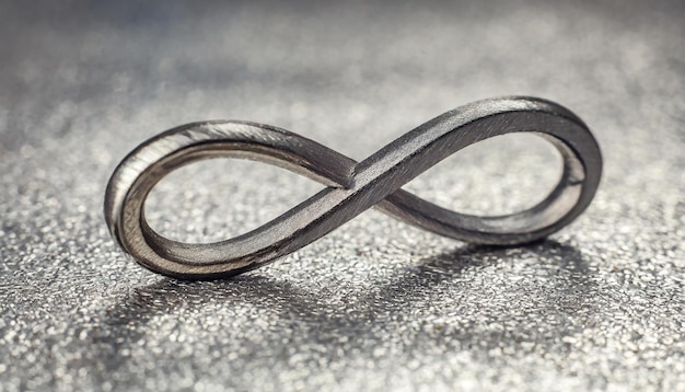 Photo metal infinity sign on grungy silver background concept of eternity endless and unlimited closeup