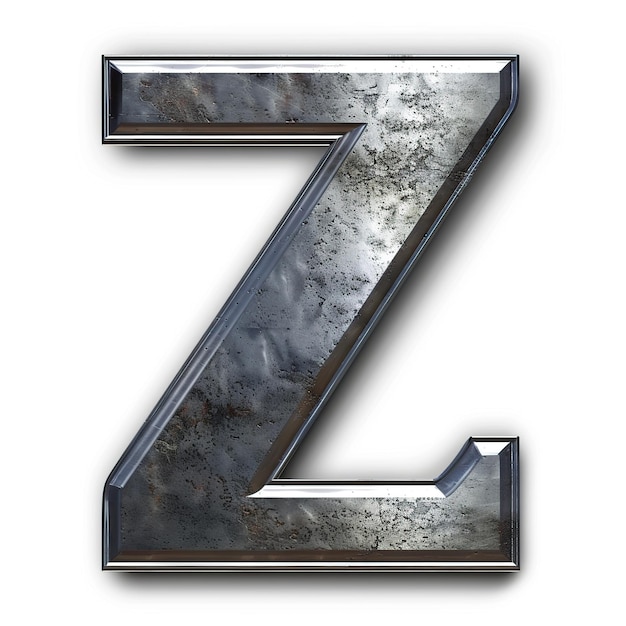 Metal letter Z uppercase isolated on white background 3d Metal alphabet lettering symbol