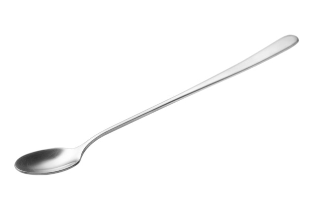 The metal long handle shiny spoon