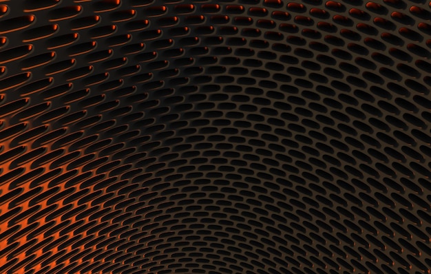 Metal mesh grild Abstract 3d rendering background in high resolution 3d render of black carbon grid with orange light