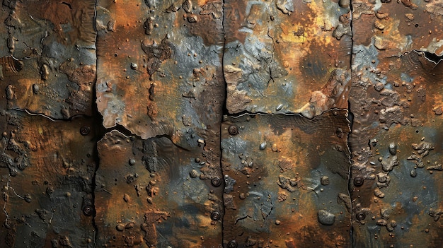 Metal panel displays worn corroded appearance with visible rust