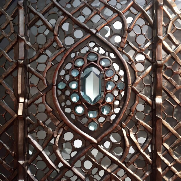 Photo metal panel wall pattern featuring stainless steel and iron with embedded crystal gems