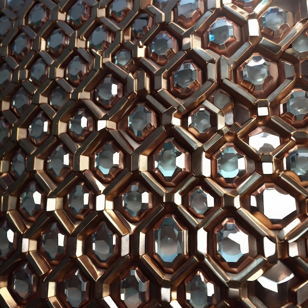 metal panel wall pattern featuring stainless steel and iron with embedded crystal gems