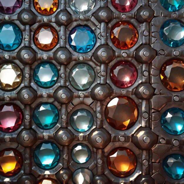 Photo metal panel wall pattern featuring stainless steel and iron with embedded crystal gems