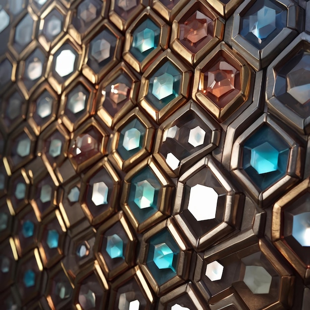 metal panel wall pattern featuring stainless steel and iron with embedded crystal gems