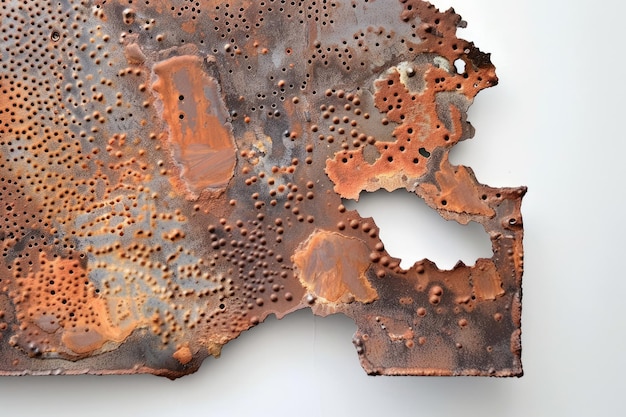 Metal Plate with Rusted Surface Isolated on White Background