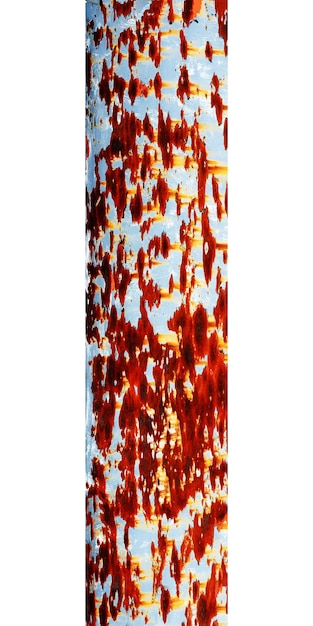 Metal pole with rust isolated on a white background. High quality photo