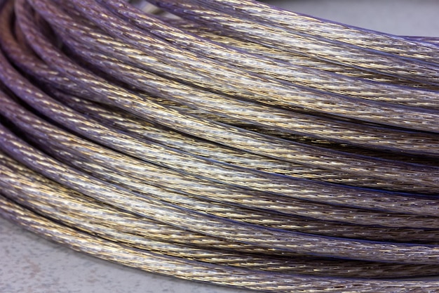 Metal polymer cable in a skein closeup