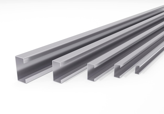 Metal products Steel C Beam Steel industry business 3D rendering