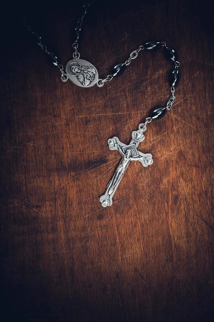 Metal rosary with cross