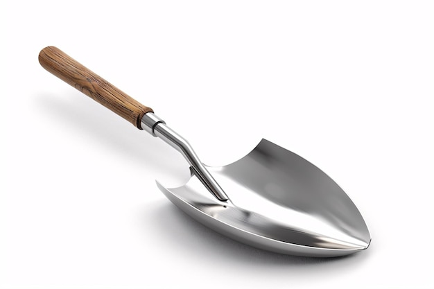 a metal shovel with a wooden handle