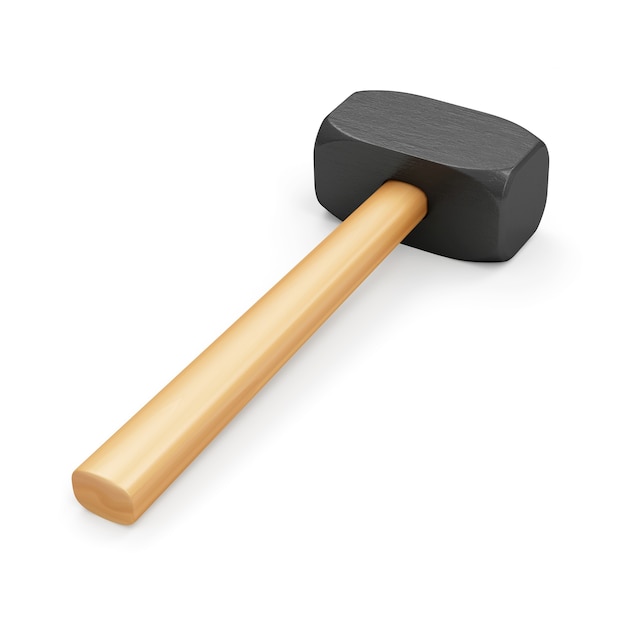 Metal Sledge Hammer with a Wooden Handle isolated