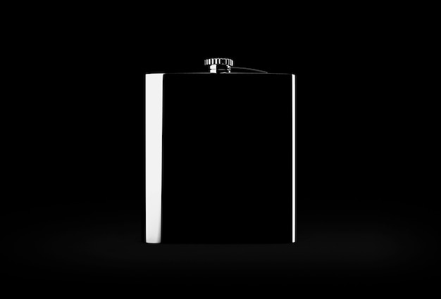 metal stainless steel drink flask realistic 3d illustration on black background