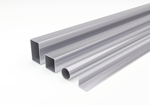 Metal steel products Steel pipes industry business 3D rendering