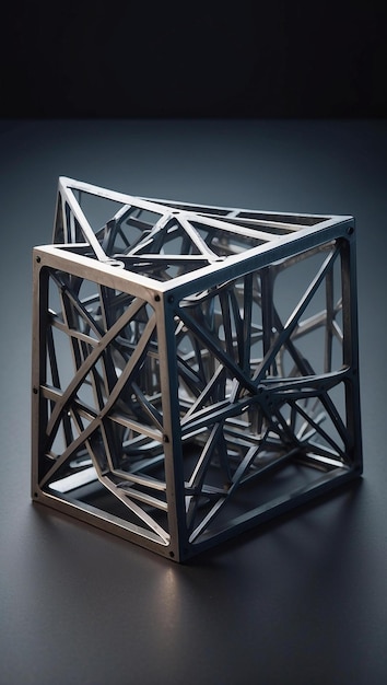 Photo metal structure with three sides prism