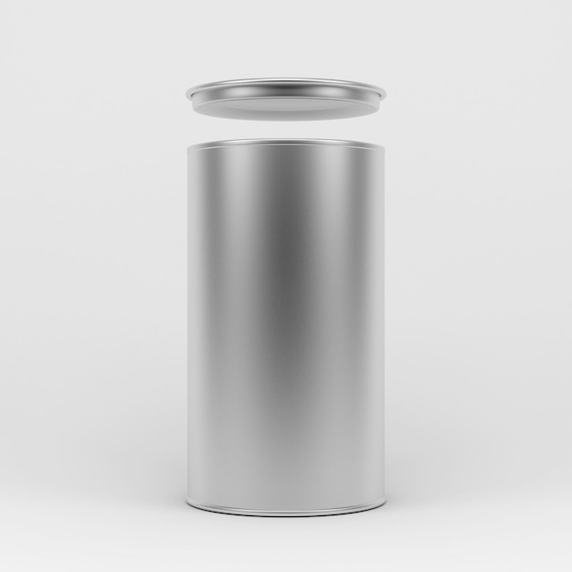 Metal Tin Can Aluminum cylindrical box packaging 3d rendering