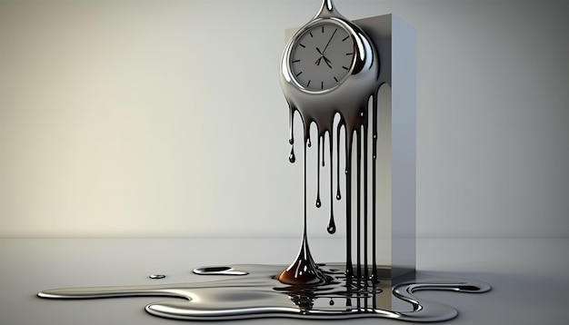 Metal watches are meltingsurrealism Creative illustration Ai Generate