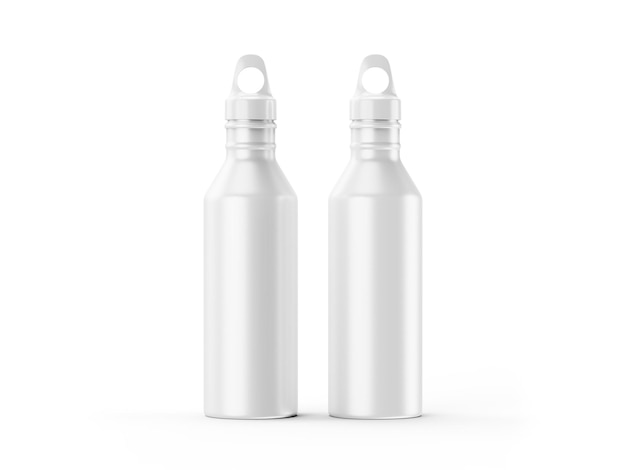 Metal water bottle on white background