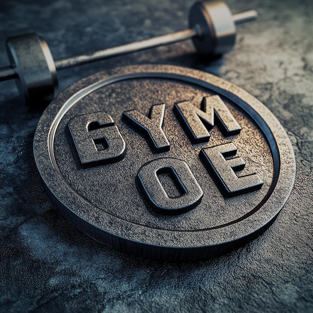 Photo a metal weight with the word gym written on it